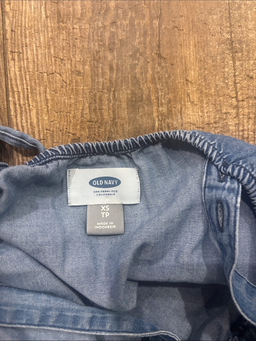 Old Navy Light Blue Denim Sleeveless Romper with Drawstring - Picture 5 of 5